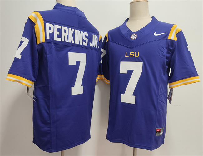 Men's LSU Tigers #7 Harold Perkins Jr. Purple F.U.S.E. Stitched Jersey
